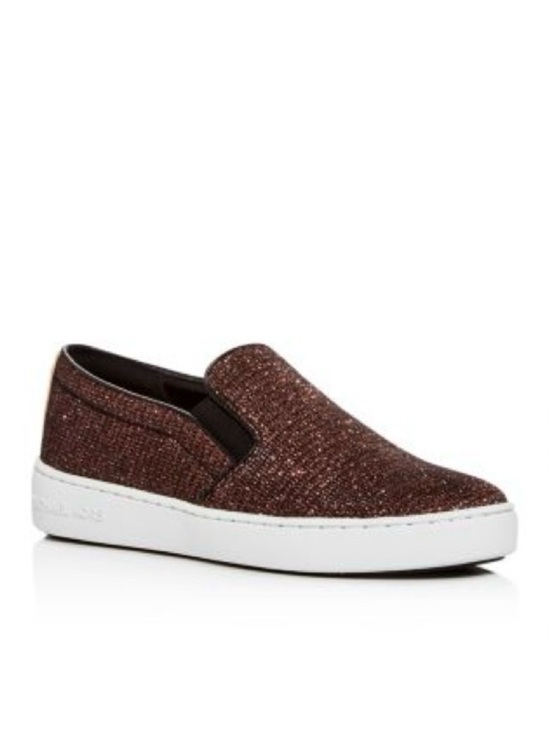 MICHAEL Michael Kors Shoes - Michael Kors Keaton Slip On Sneakers Rose Gold Glitter Metallic Size 9M EUC